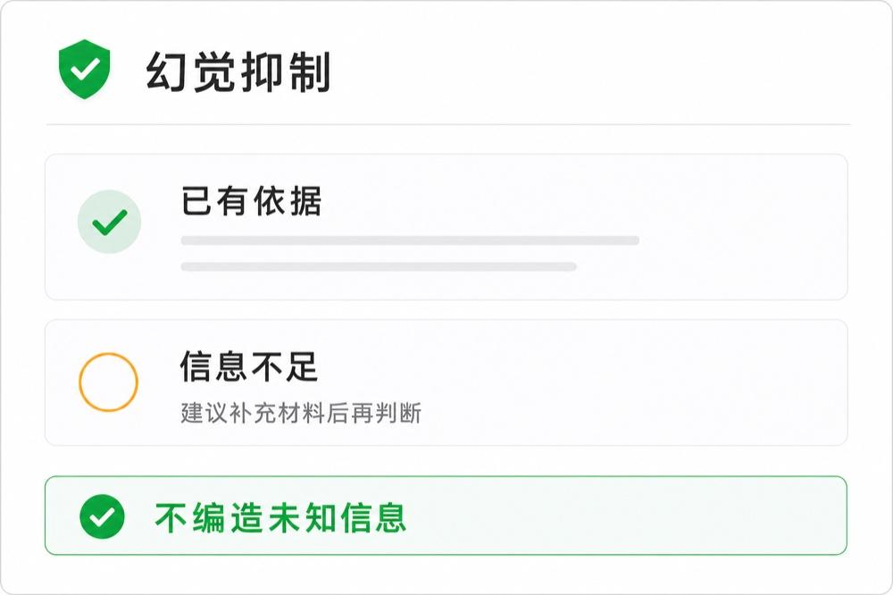 幻觉抑制：区分已有依据与信息不足的回答内容